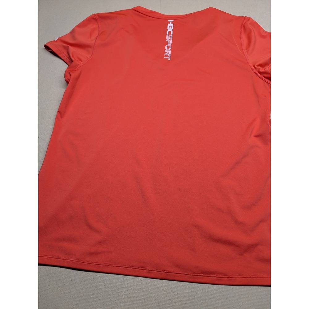 HBC Sport Women Shirt Size XL Orange Fast Dry Polyester Blend V Neck Short Sleev - Picture 2 of 6